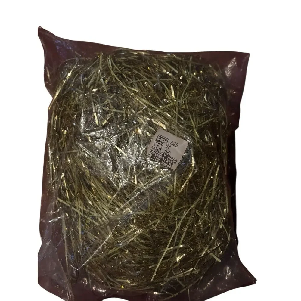 VTG Windsor Wraps Gold Gift Shred Foil Tinsel Wrap Packaging NOS USA Retro Decor